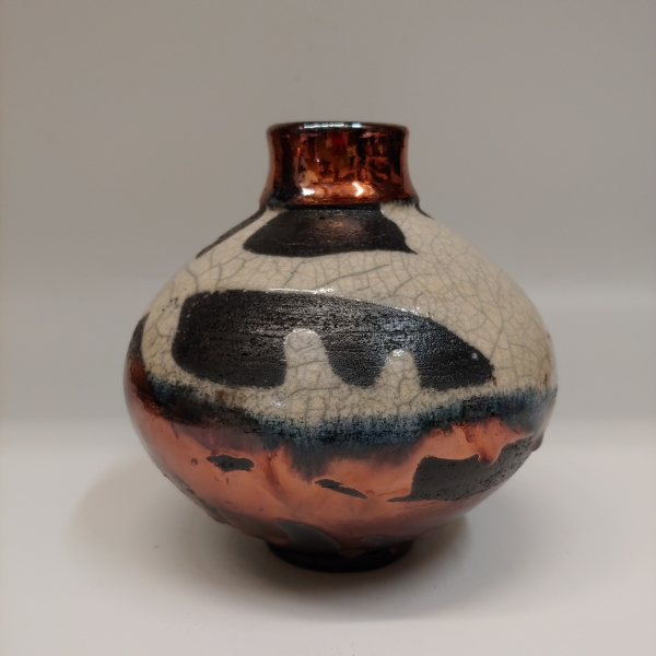 #220717 Raku Copper, White Crackle and Black $22 at Hunter Wolff Gallery
